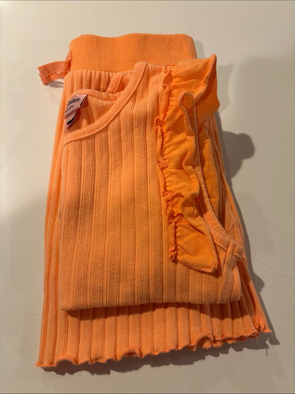 Juicy Couture Girls' Orange Ribbed Ruffle Tank & Skirt Set
